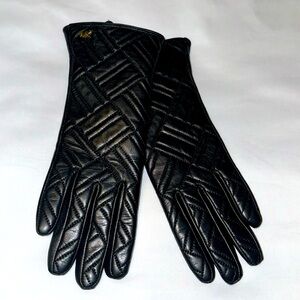 MK Michael Kors Black Leather Driving Gloves Tech Capability Women’s Medium NWOT